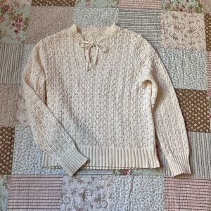 Cream Lace Knit Sweater